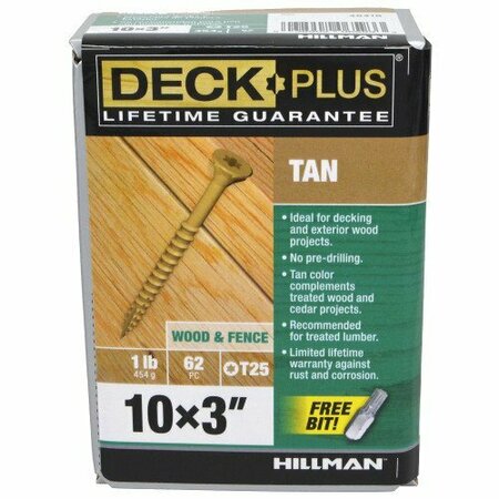 Hillman Deck Screw, #10 x 3 in, Steel, Flat Head, Torx Drive 48418